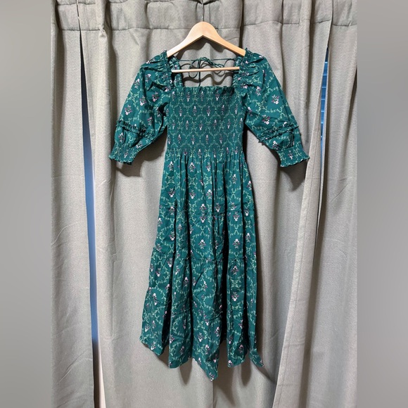 Hill House Nesli nap dress, Emerald Trellis XXS - Picture 2 of 4